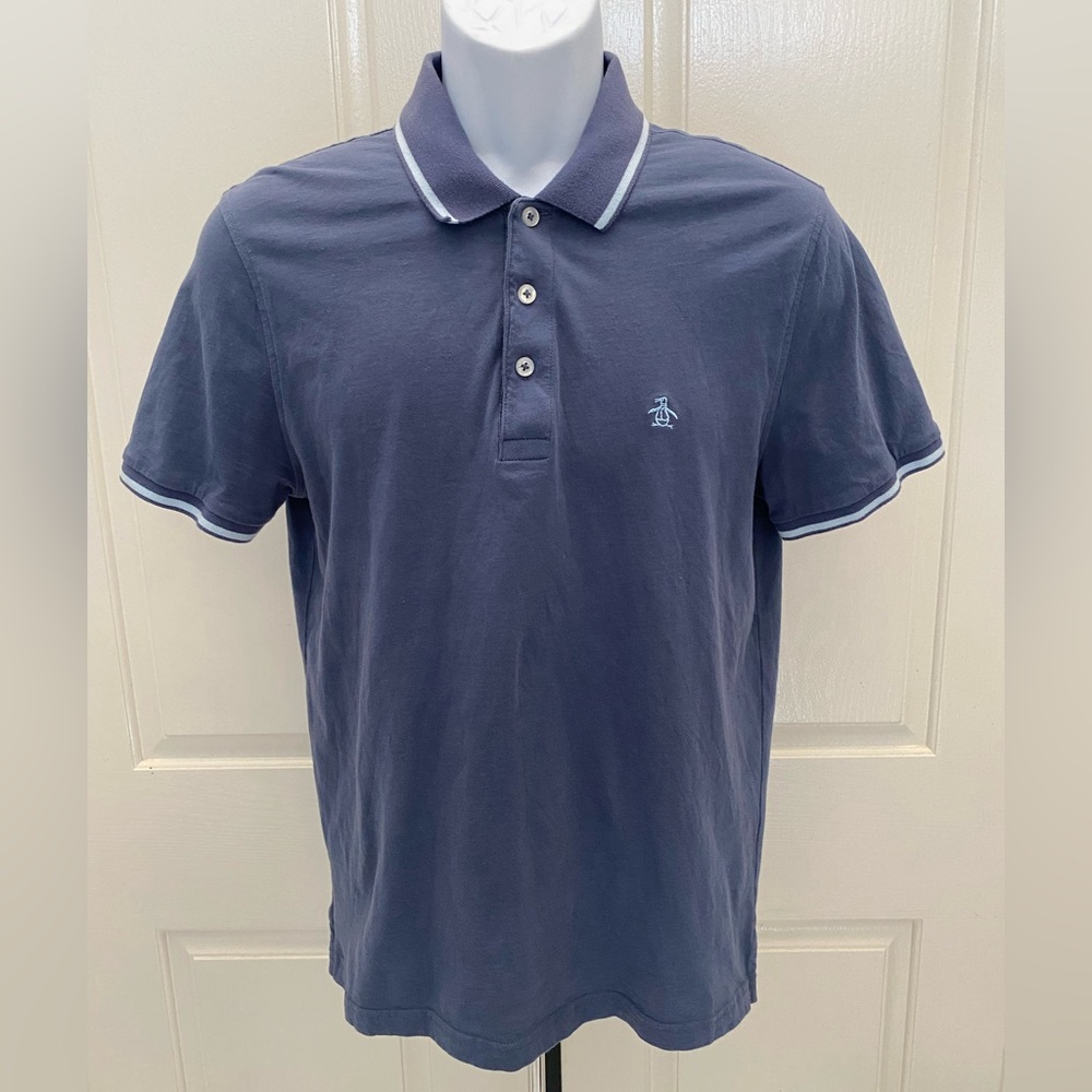 Penguin Heritage Slim Fit Blue Polo Shirt Sz M